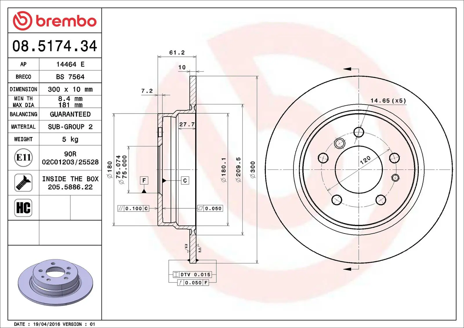 BMW 5 Serisi E34 524 td Arka Fren Diski | BREMBO 08517434