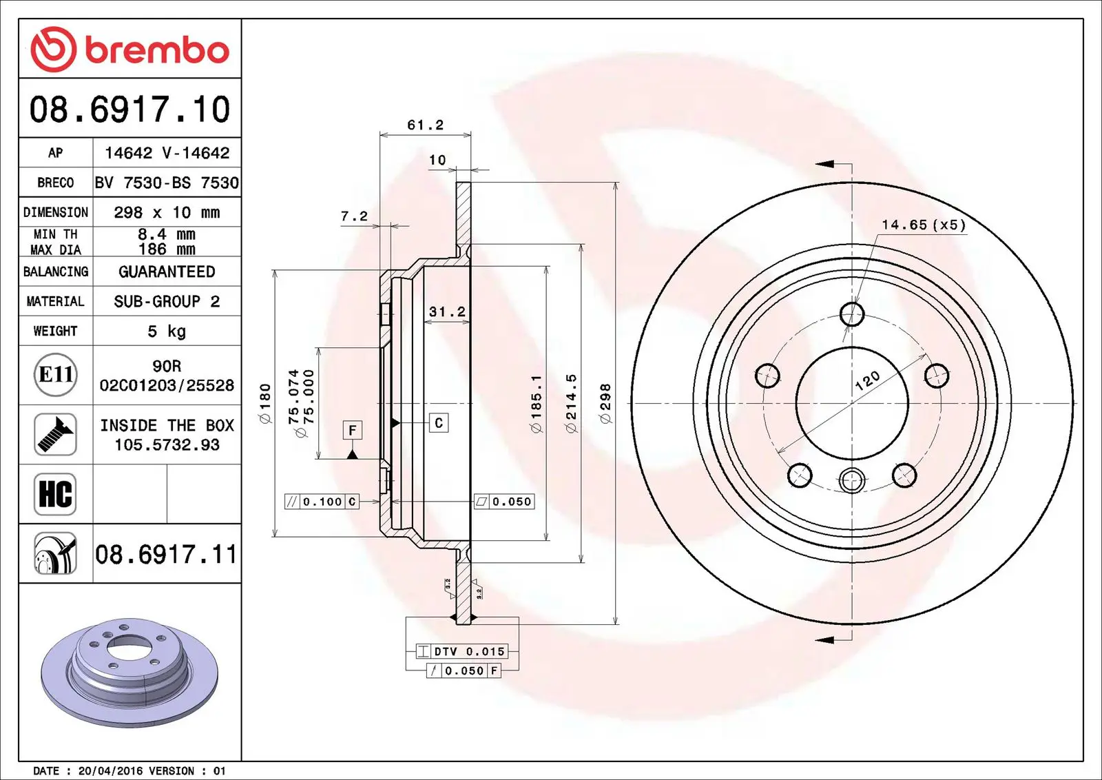 BMW 5 Serisi E39 525 tds Arka Fren Diski | BREMBO 08691711