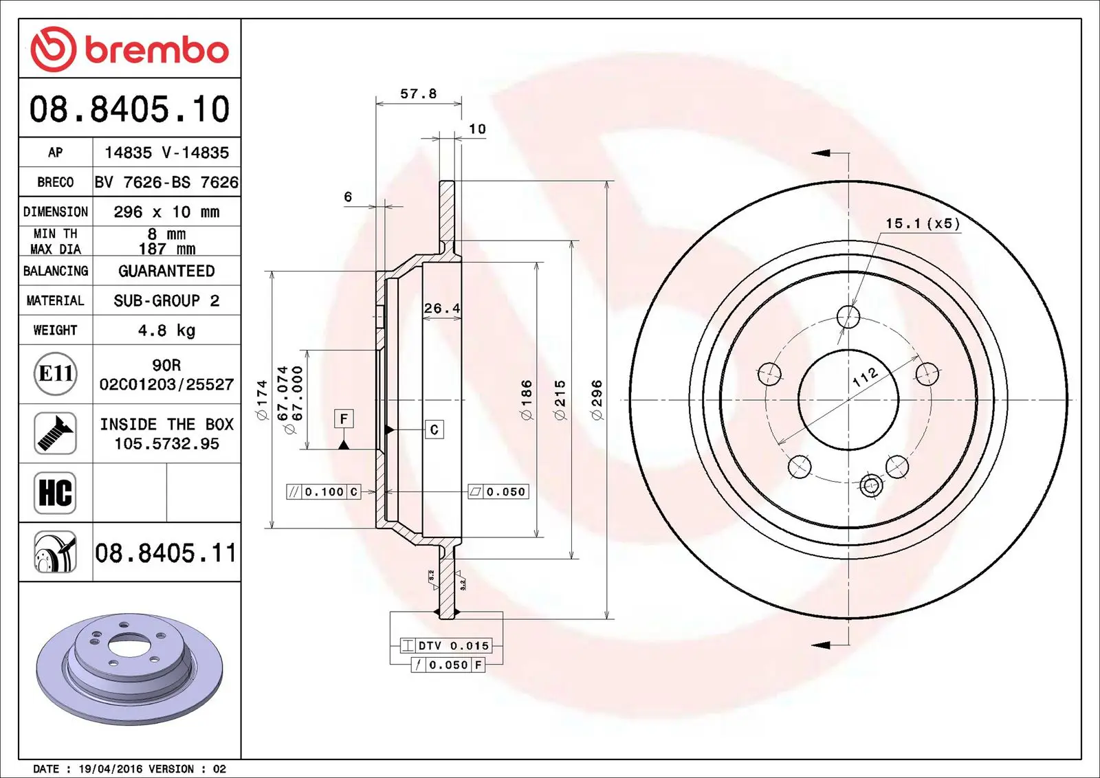 Mercedes Vito Serisi W639 CDI 2.2 4-matic (639.811, 639.813, 639.815, 639.711,... Arka Fren Diski | BREMBO 08840510