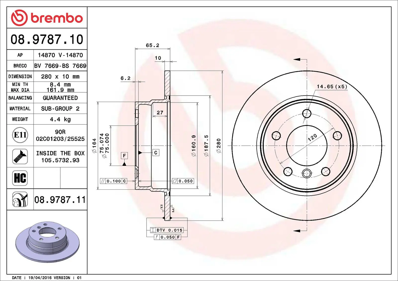 BMW 1 Serisi E81 116 d Arka Fren Diski | BREMBO 08978711