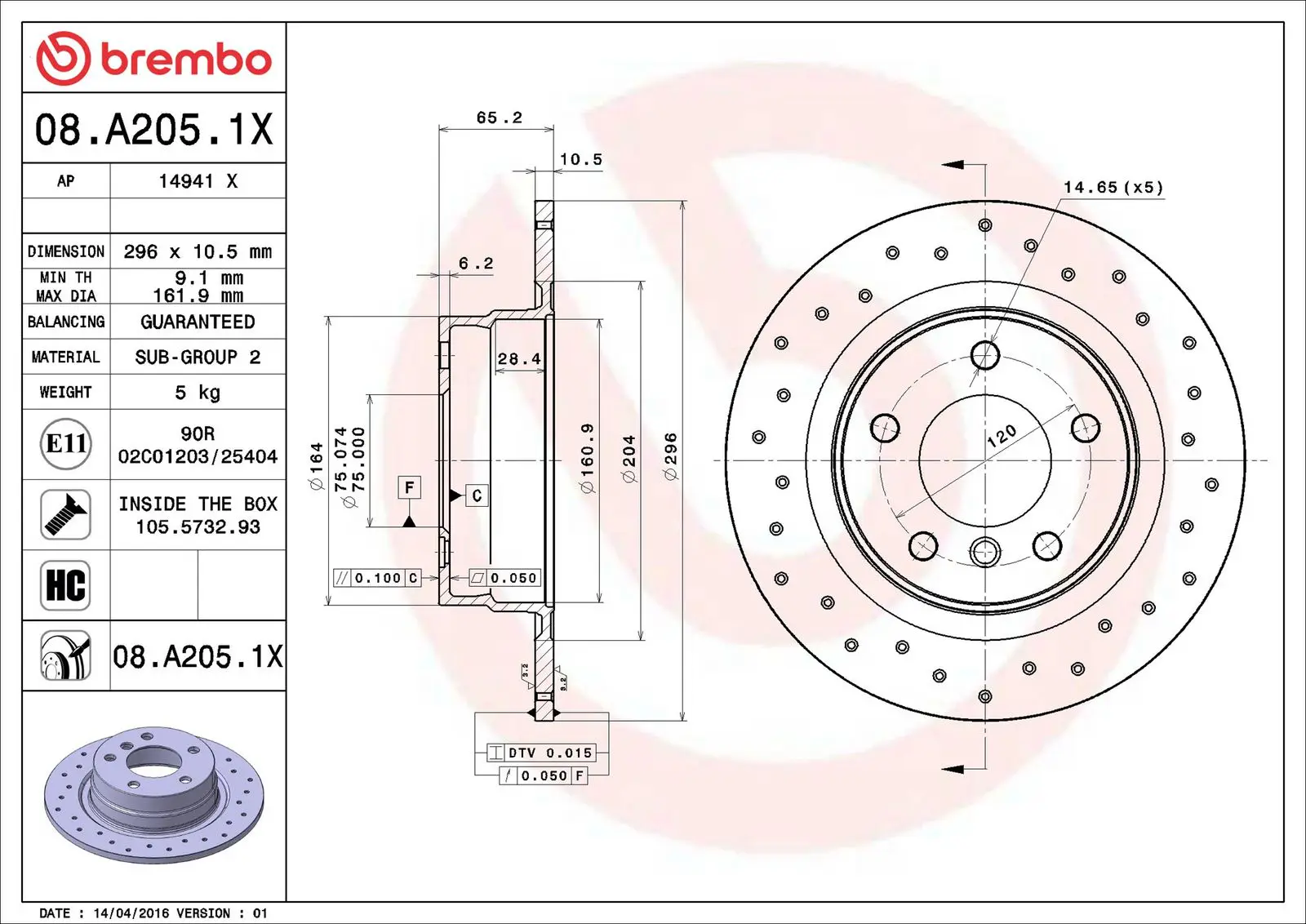 BMW 3 Serisi E90 318 i Arka Fren Diski | BREMBO 08A2051X