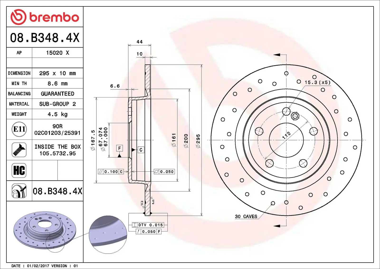 Mercedes A Serisi W176 A 250 Arka Fren Diski | BREMBO 08B3484X
