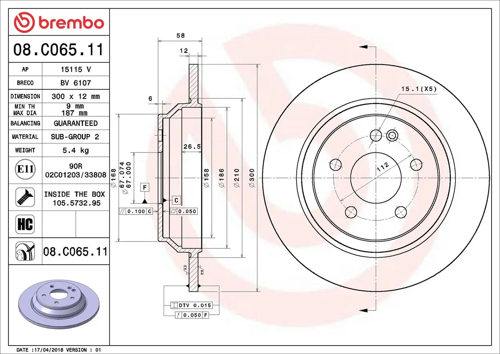 Mercedes Vito Serisi W447 170 CDI Arka Fren Diski | BREMBO 08C06511