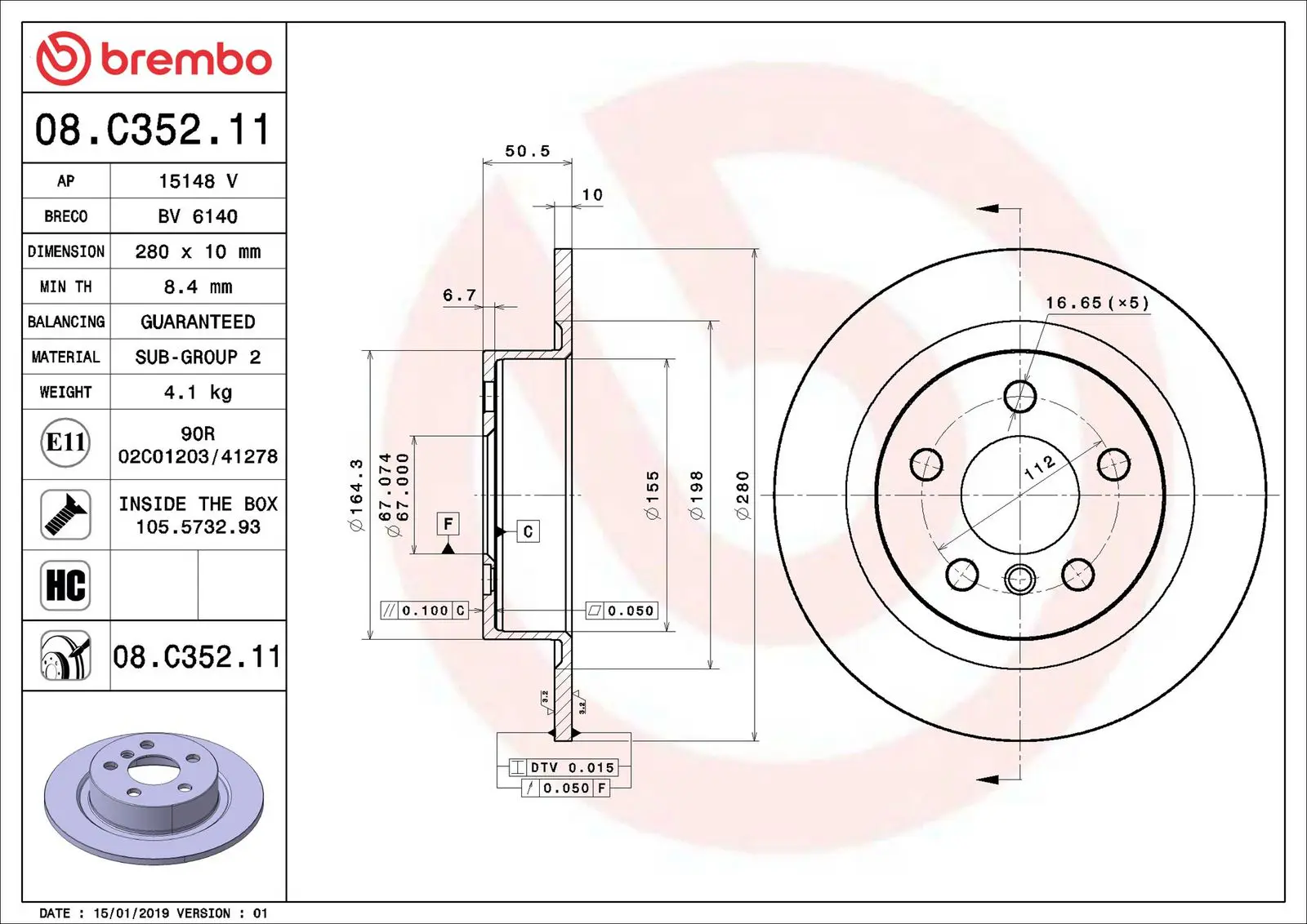 BMW 2 Serisi F45 Active Tourer 218 d Arka Fren Diski | BREMBO 08C35211