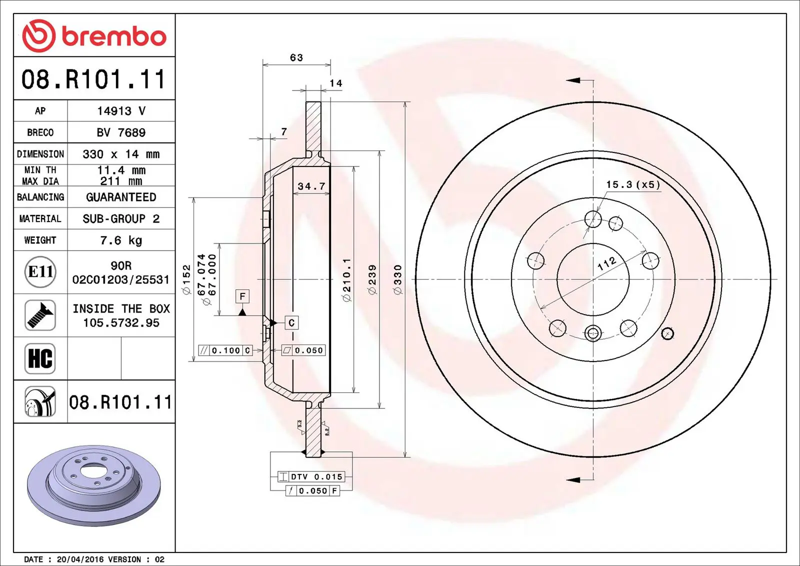 Mercedes R Serisi W251 R 280 Arka Fren Diski | BREMBO 08R10111