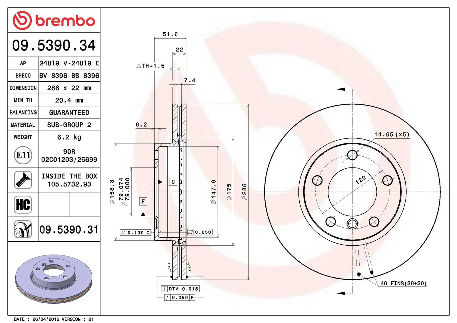 BMW 3 Serisi E46 318 ti Ön Fren Diski Havalandırmalı | BREMBO 09539031