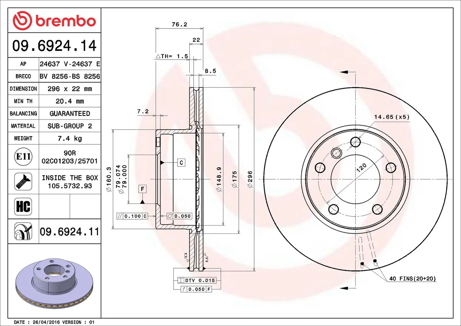BMW 5 Serisi E39 520 i Ön Fren Diski Havalandırmalı | BREMBO 09692414