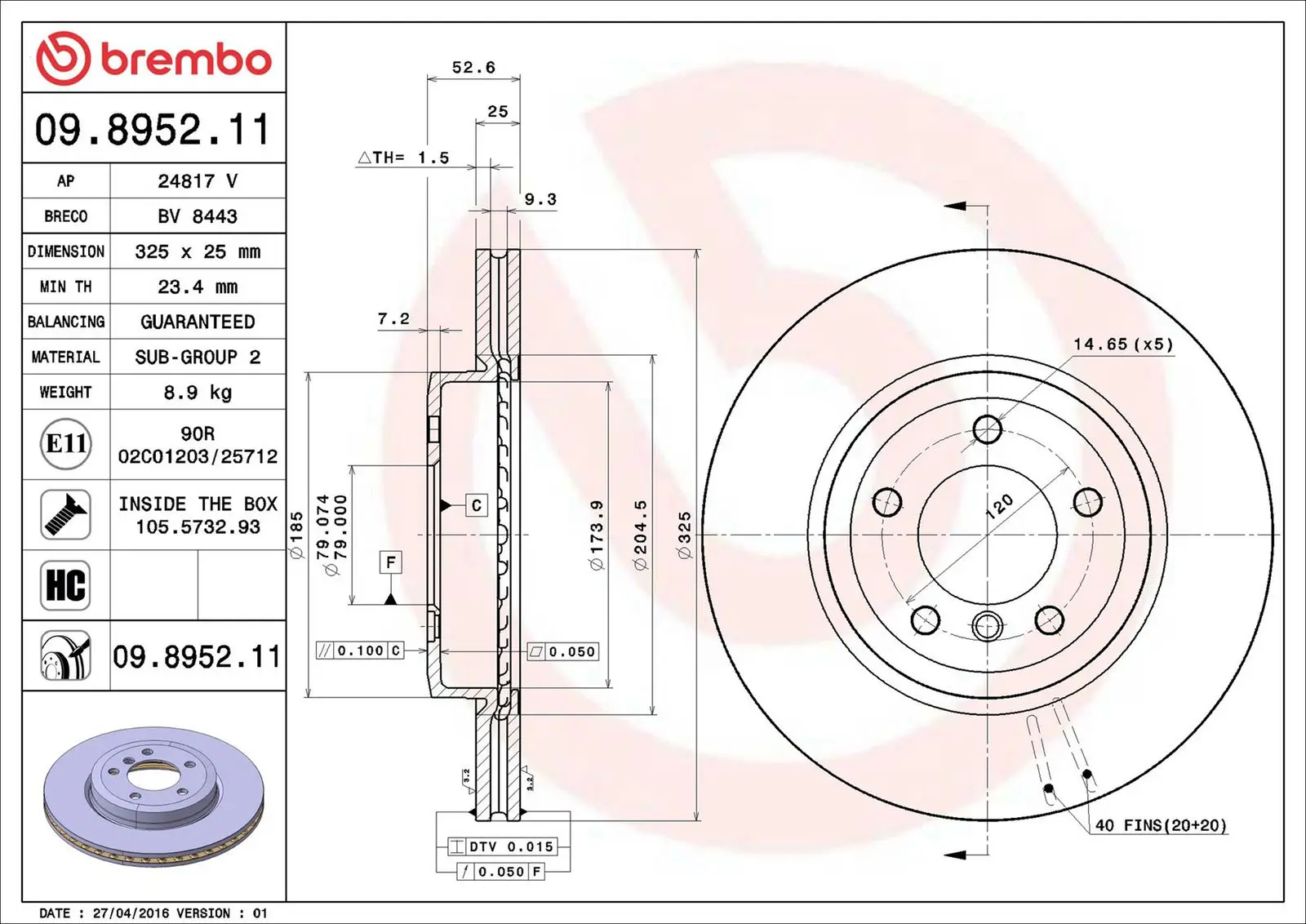 BMW 3 Serisi E46 325 xi Ön Fren Diski Havalandırmalı | BREMBO 09895211