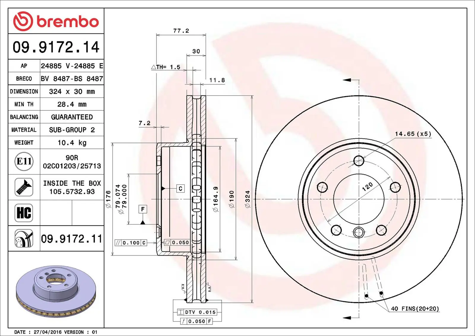 BMW 5 Serisi E60 530 d Ön Fren Diski Havalandırmalı | BREMBO 09917211