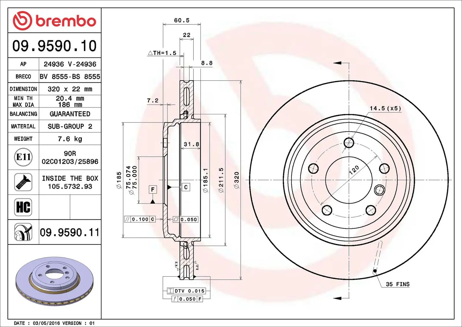 BMW 3 Serisi E46 325 i Arka Fren Diski Havalandırmalı | BREMBO 09959011