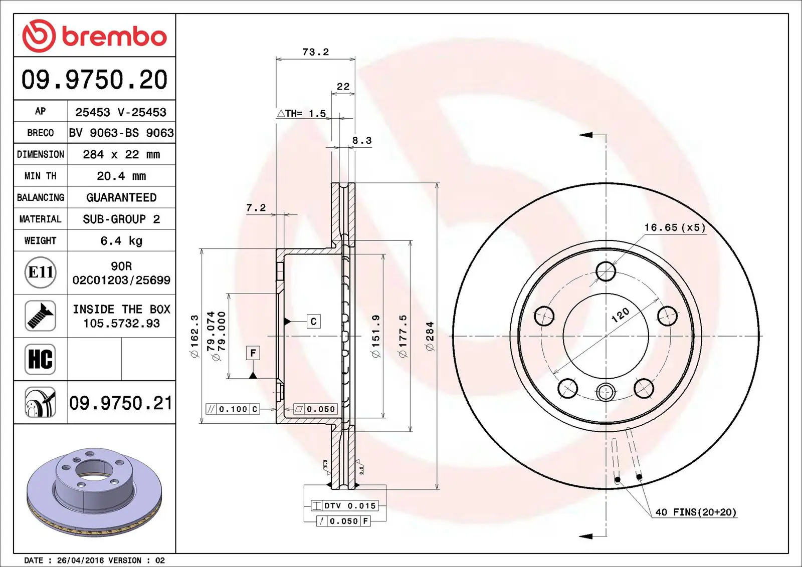 BMW 1 Serisi F20 114 d Ön Fren Diski Havalandırmalı | BREMBO 09975021