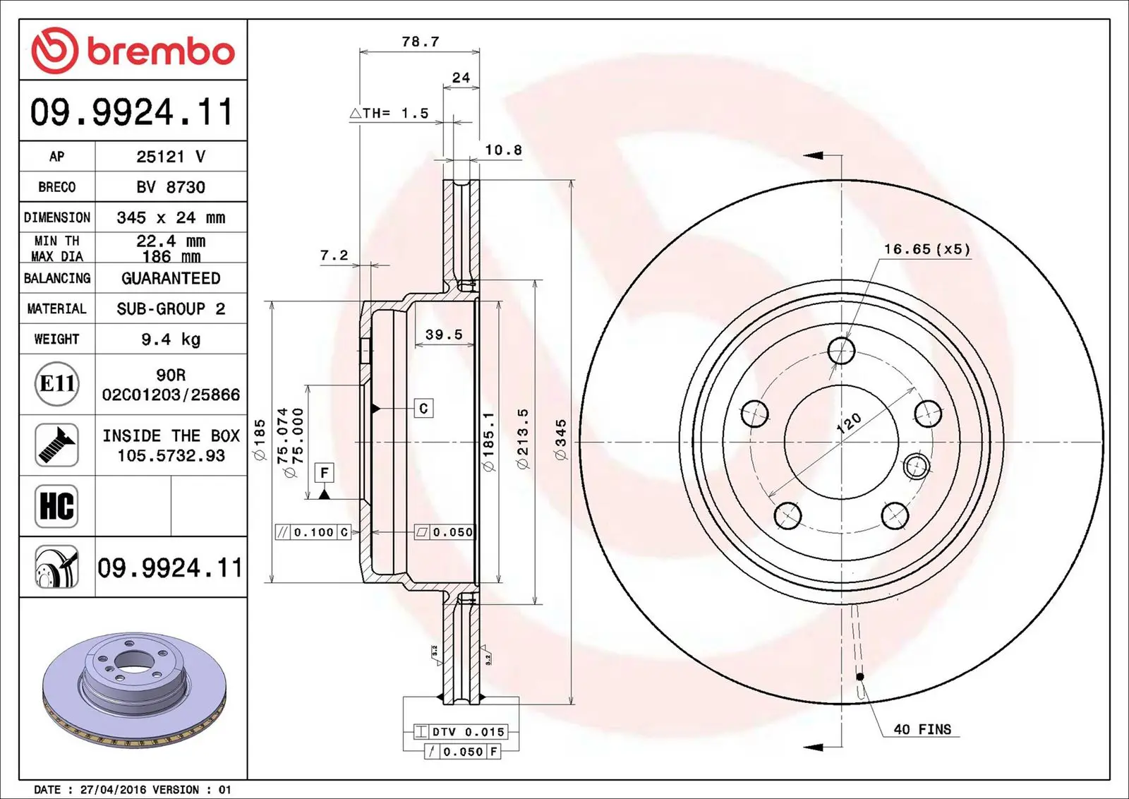 BMW X5 Serisi E70 3.0 d Arka Fren Diski Havalandırmalı | BREMBO 09992411