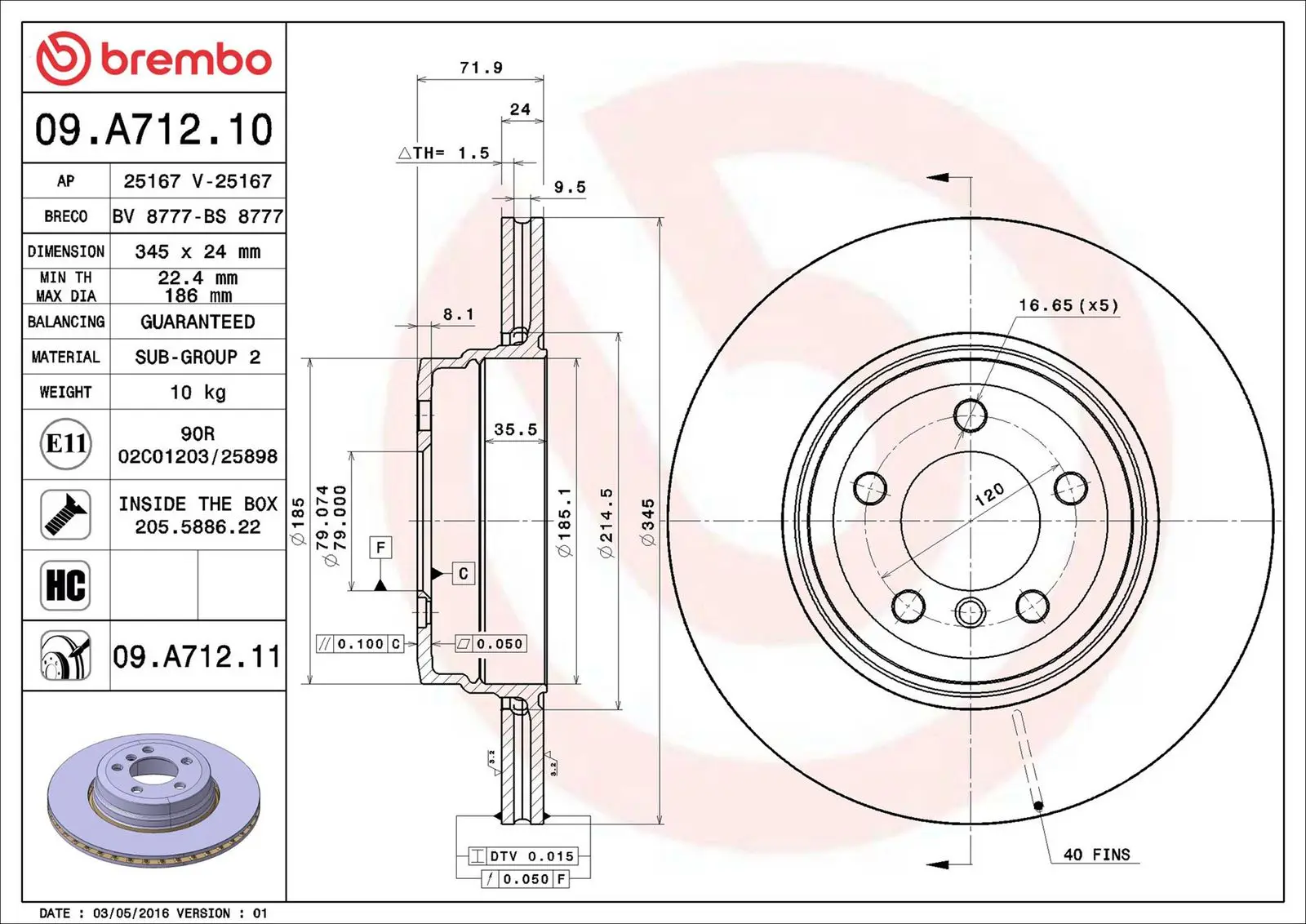 BMW 7 Serisi E65 760 i, Li Arka Fren Diski Havalandırmalı | BREMBO 09A71211