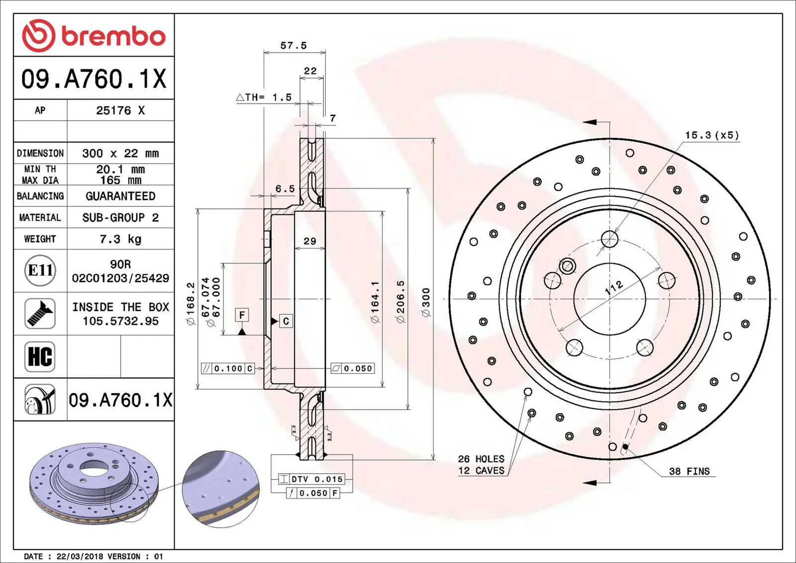 Mercedes C Serisi W204 C 250 CDI Arka Fren Diski Havalandırmalı | BREMBO 09A7601X