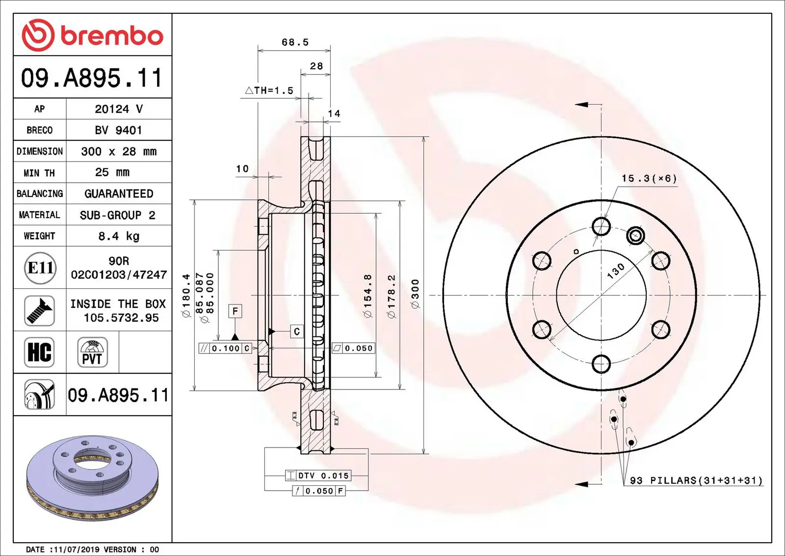 Mercedes Sprinter W907 314 CDI Ön Fren Diski Havalandırmalı | BREMBO 09A89511