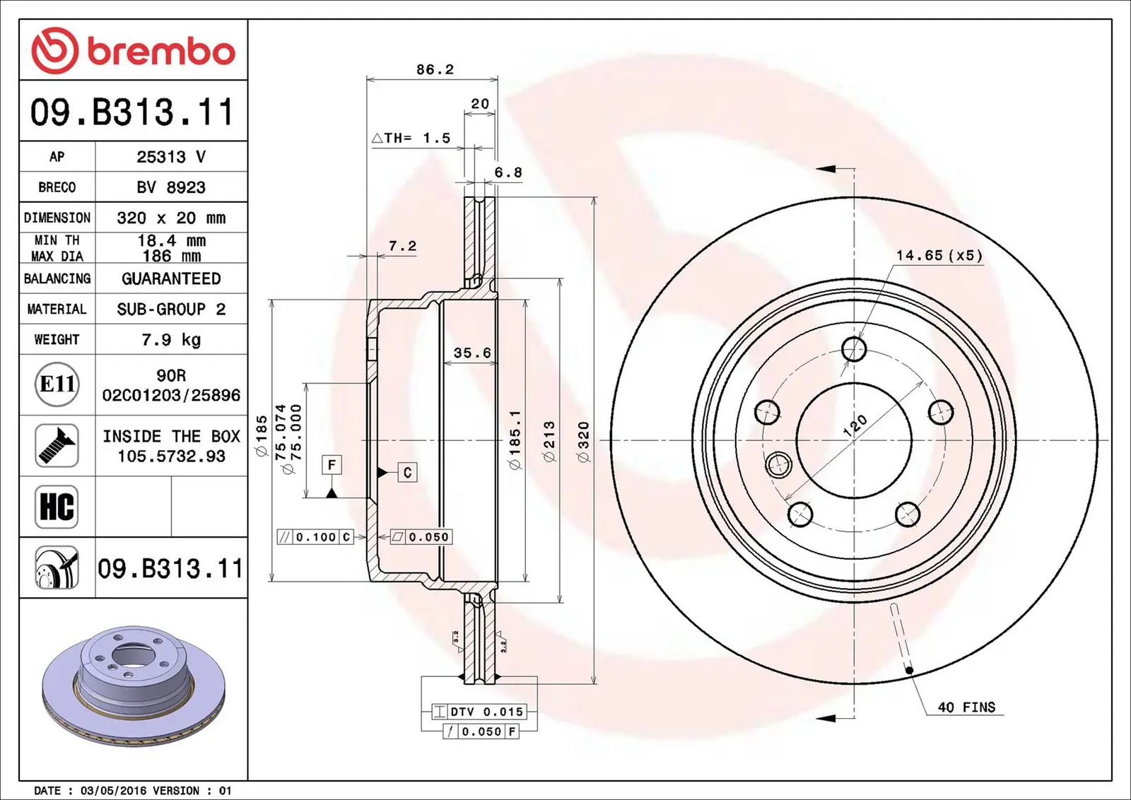 BMW 5 Serisi E60 525 d xDrive Arka Fren Diski Havalandırmalı | BREMBO 09B31311