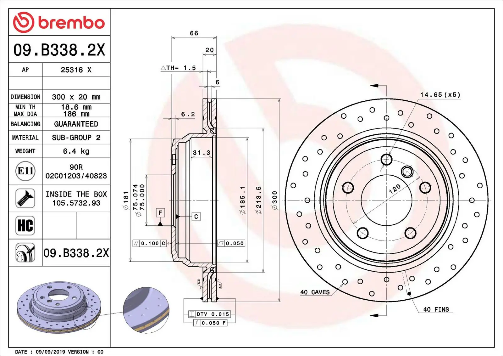 BMW 3 Serisi E90 320 d Arka Fren Diski Havalandırmalı | BREMBO 09B3382X