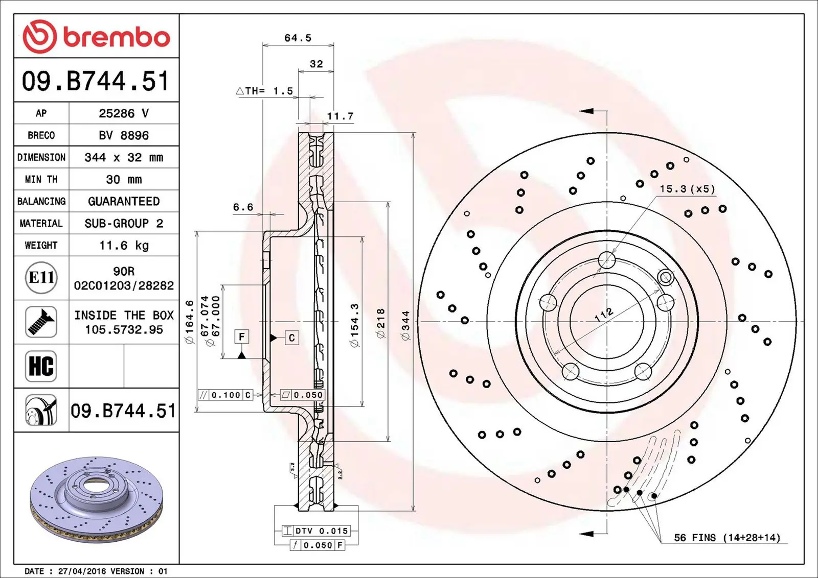 Mercedes E Serisi W212 E 350 4-matic Ön Fren Diski Havalandırmalı | BREMBO 09B74451