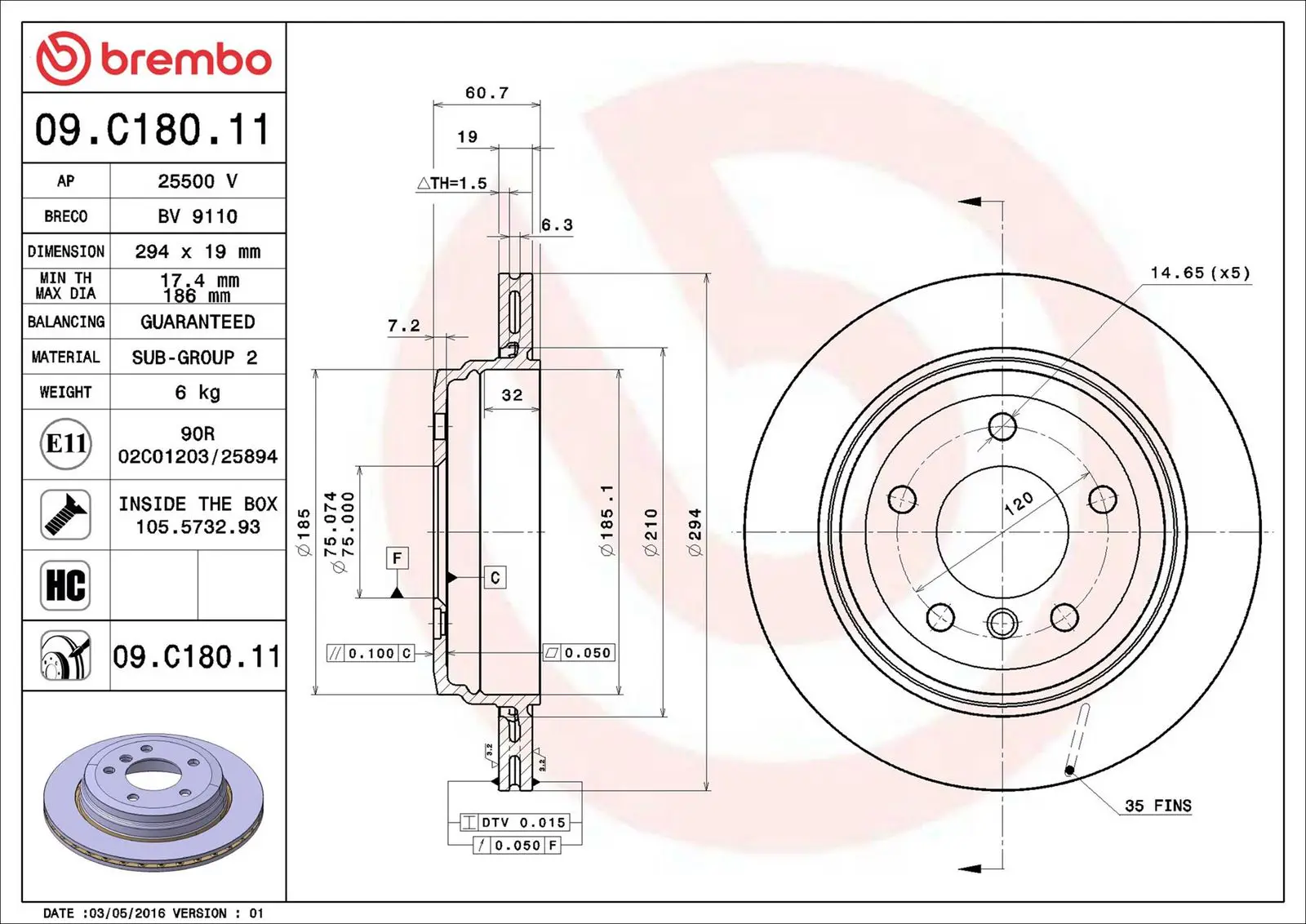 BMW 3 Serisi E46 325 xi Arka Fren Diski Havalandırmalı | BREMBO 09C18011