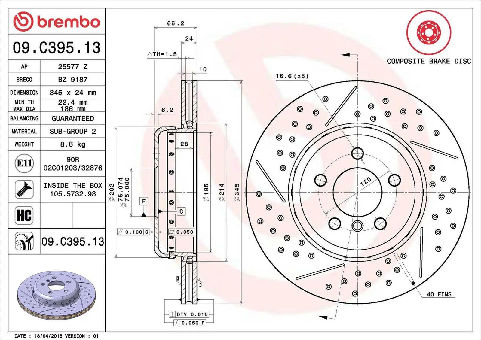 BMW 3 Serisi F30 316 d Arka Fren Diski Havalandırmalı | BREMBO 09C39513