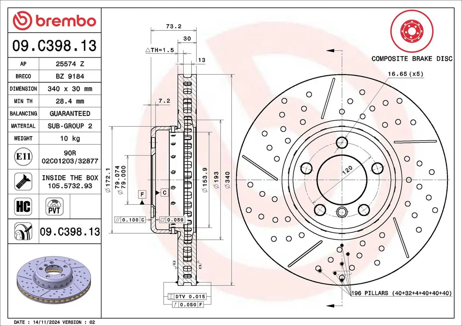 BMW 1 Serisi F20 114 d Ön Fren Diski Havalandırmalı | BREMBO 09C39813