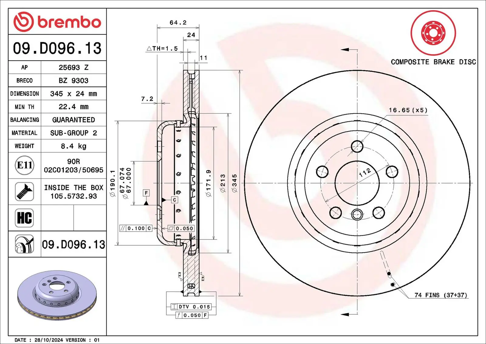 BMW 3 Serisi G20 320 d xDrive Arka Fren Diski Havalandırmalı | BREMBO 09D09613