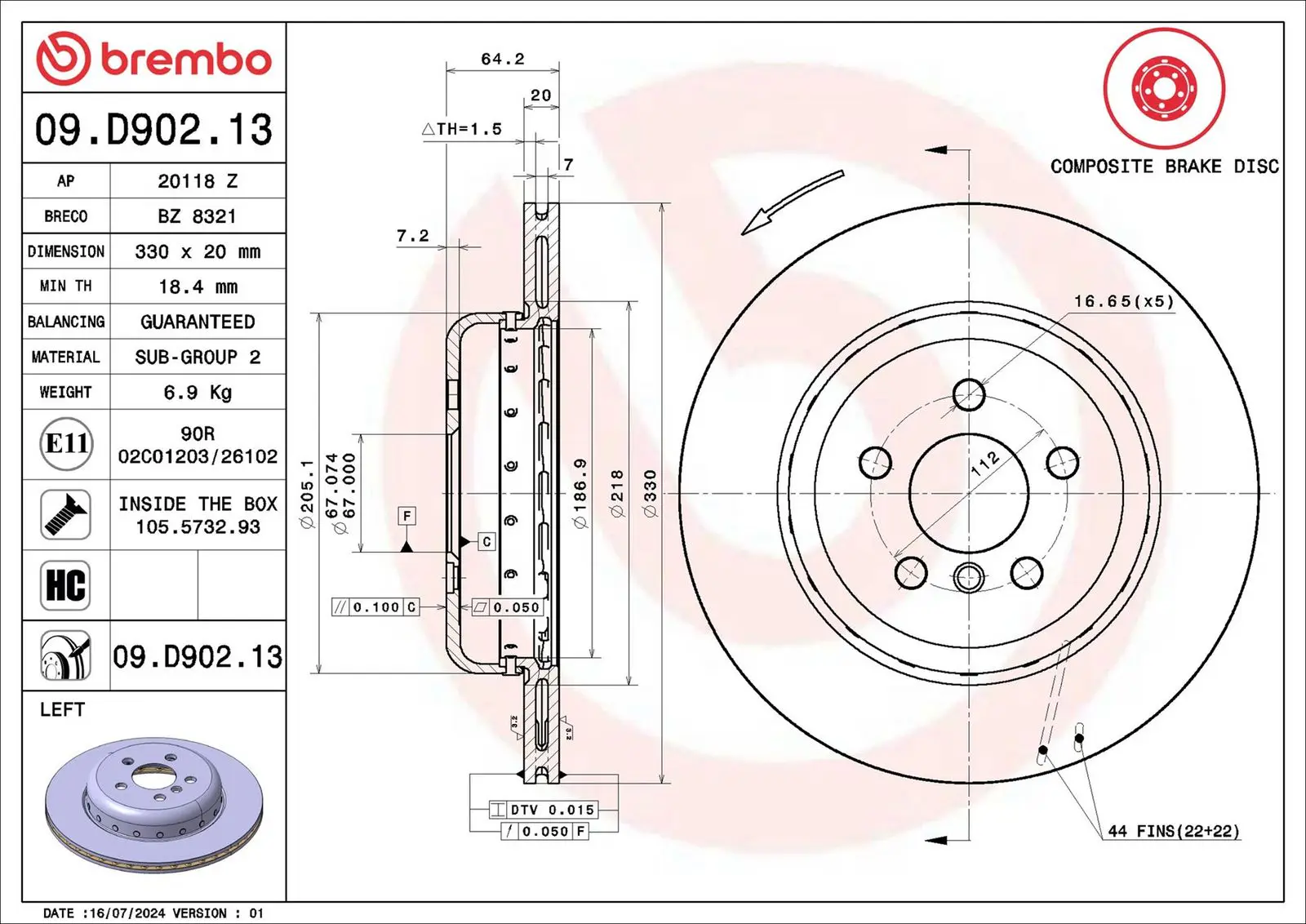 BMW 3 Serisi G20 330 i xDrive Arka Fren Diski Havalandırmalı | BREMBO 09D90213