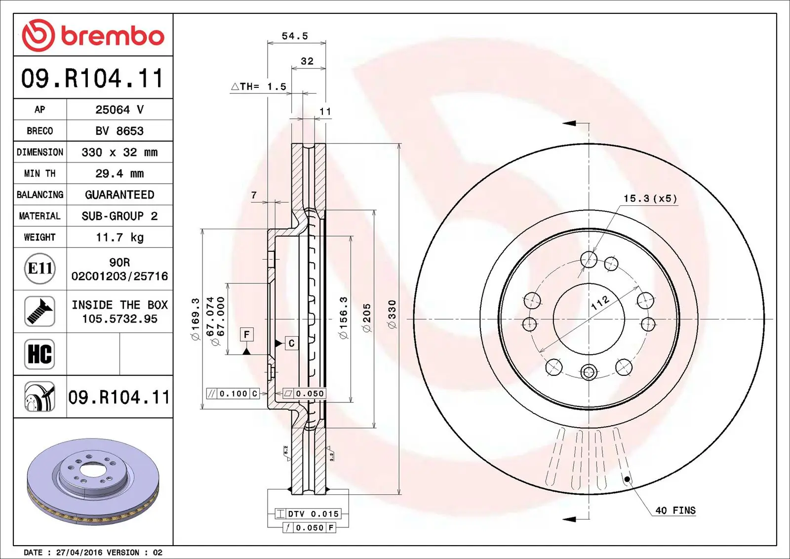 Mercedes R Serisi W251 R 280 Ön Fren Diski Havalandırmalı | BREMBO 09R10411