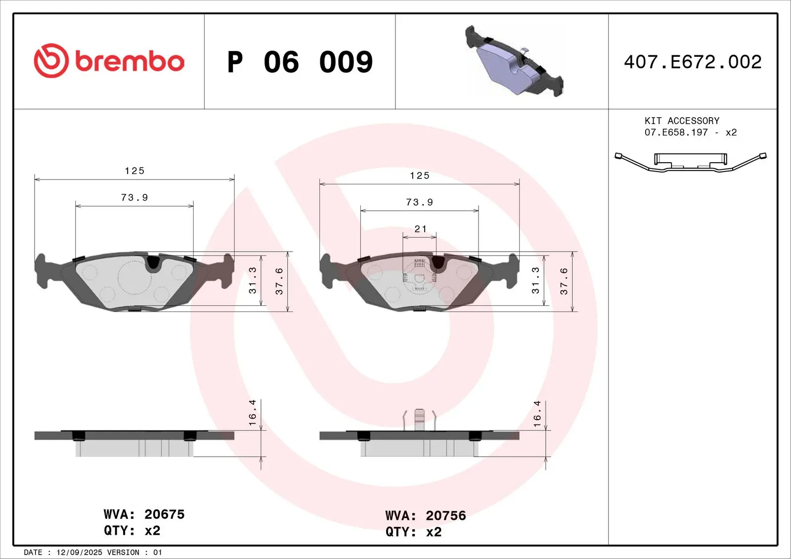 BMW 3 Serisi E30 316 Arka Fren Balatası | BREMBO P06009