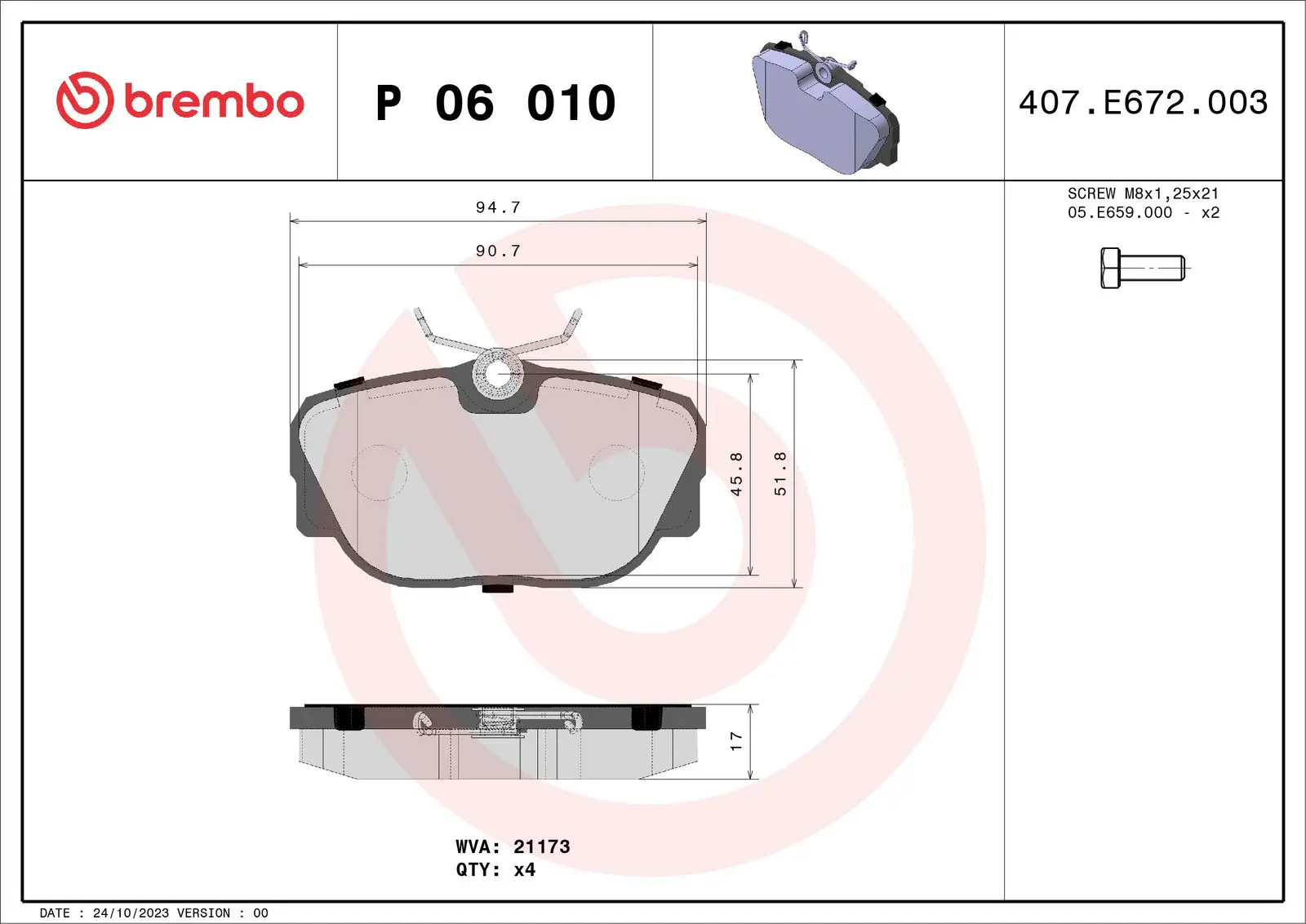 BMW 3 Serisi E30 318 i Ön Fren Balatası | BREMBO P06010