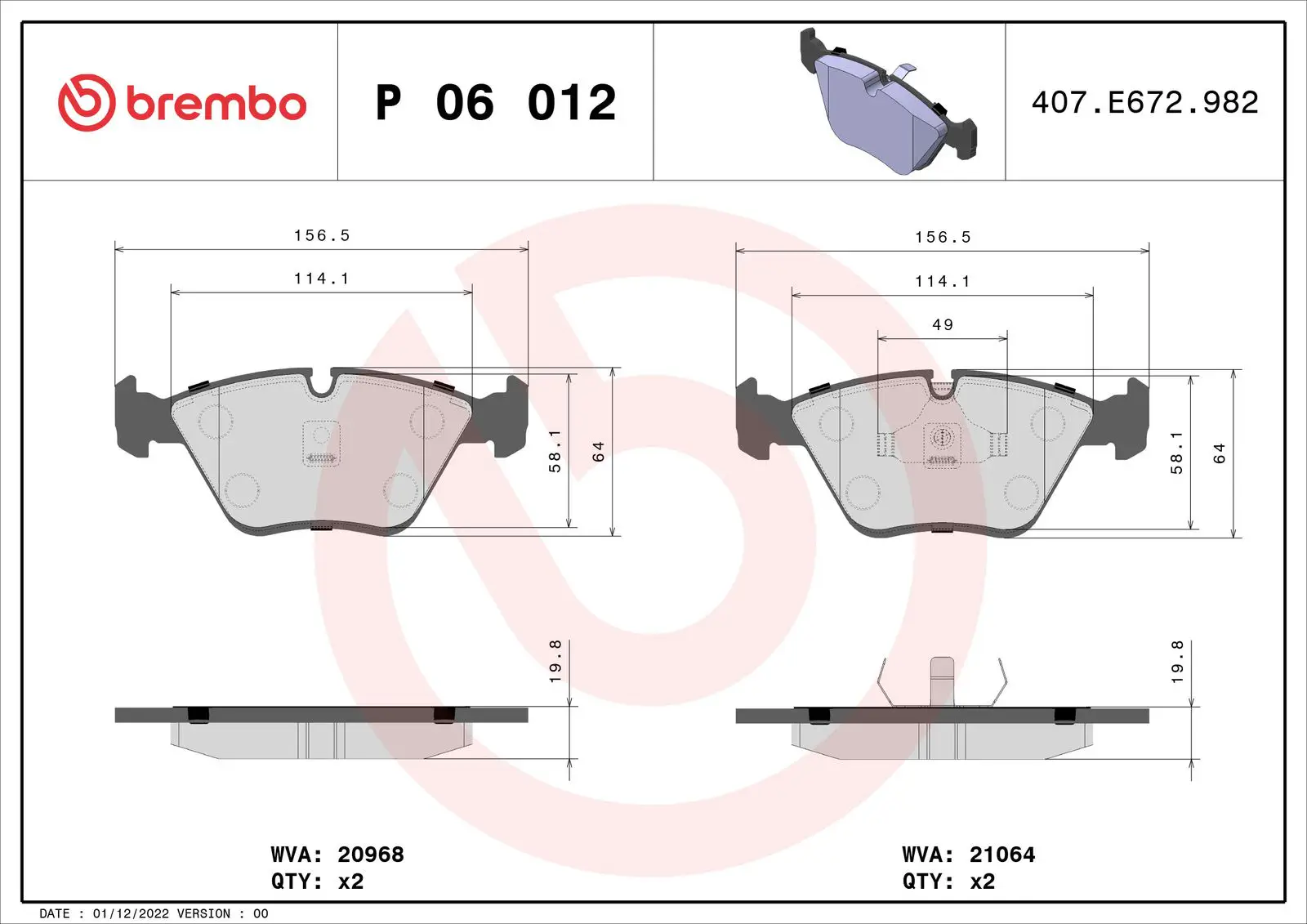 BMW 5 Serisi E34 518 g Ön Fren Balatası | BREMBO P06012
