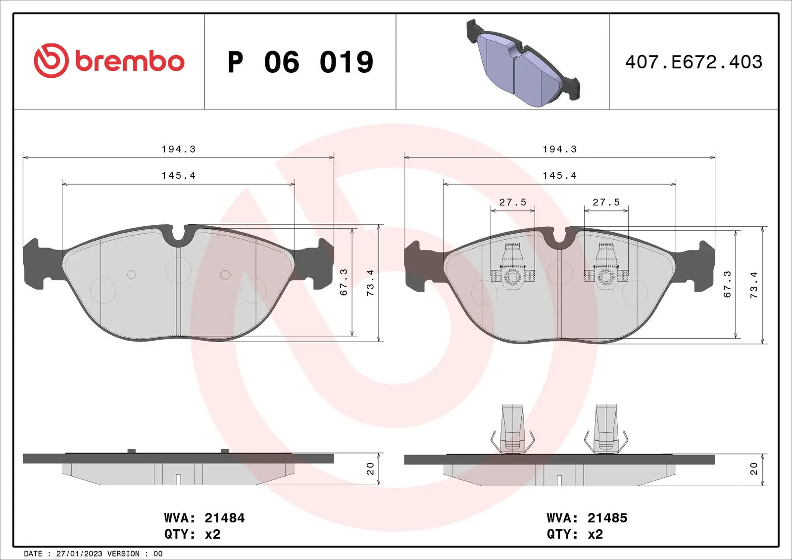 Mercedes CLK Serisi W208 CLK 430 Ön Fren Balatası | BREMBO P06019