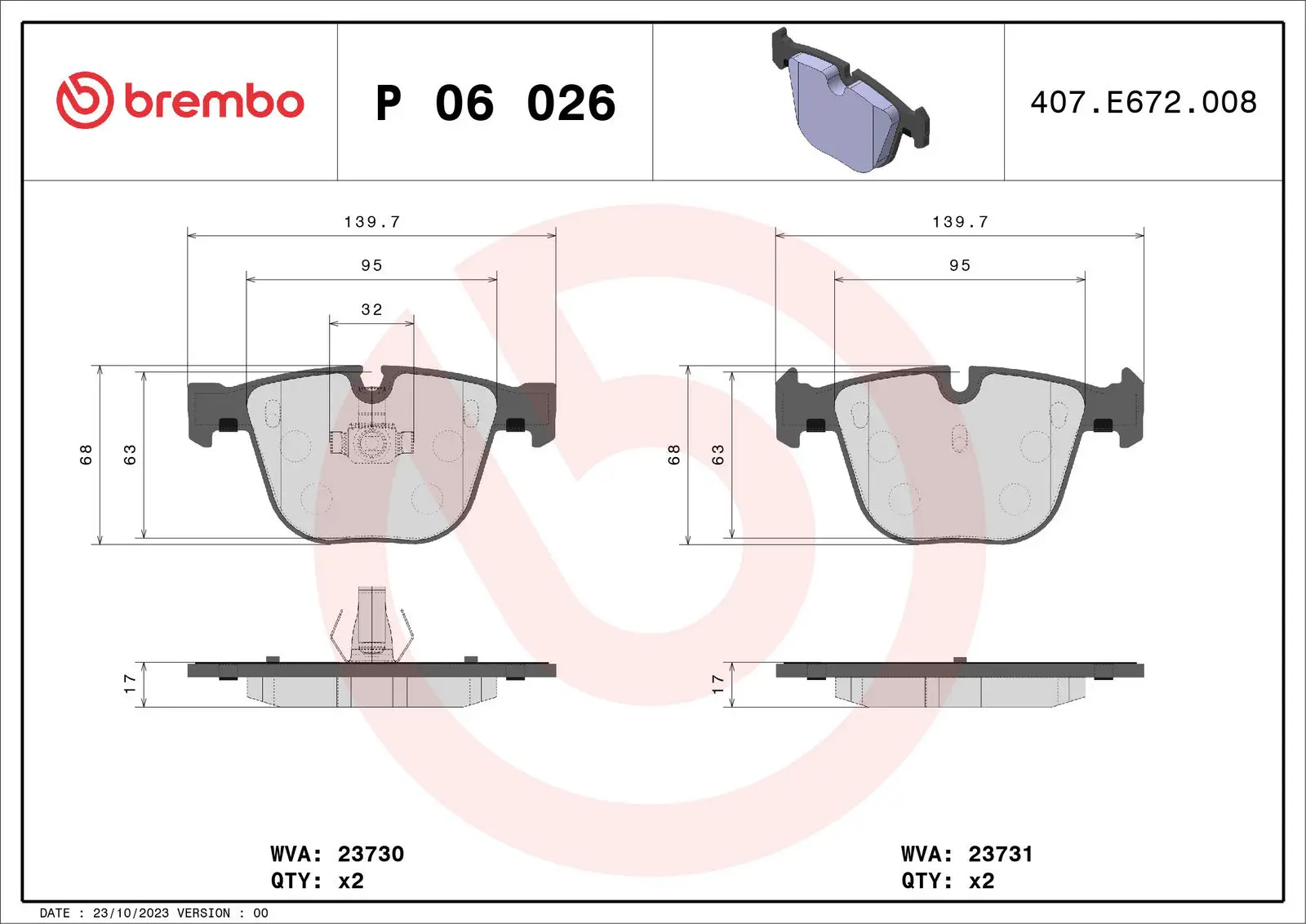 BMW 5 Serisi E60 525 d Arka Fren Balatası | BREMBO P06026