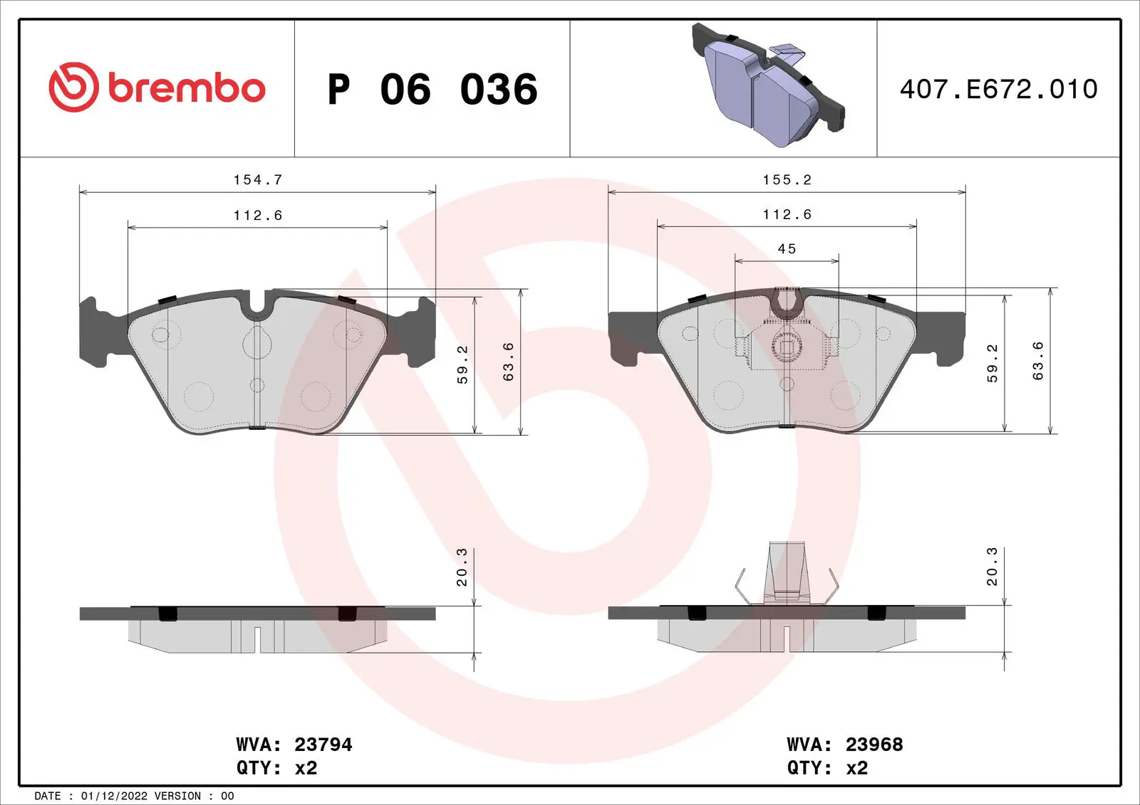 BMW 3 Serisi E90 330 xi Ön Fren Balatası | BREMBO P06036