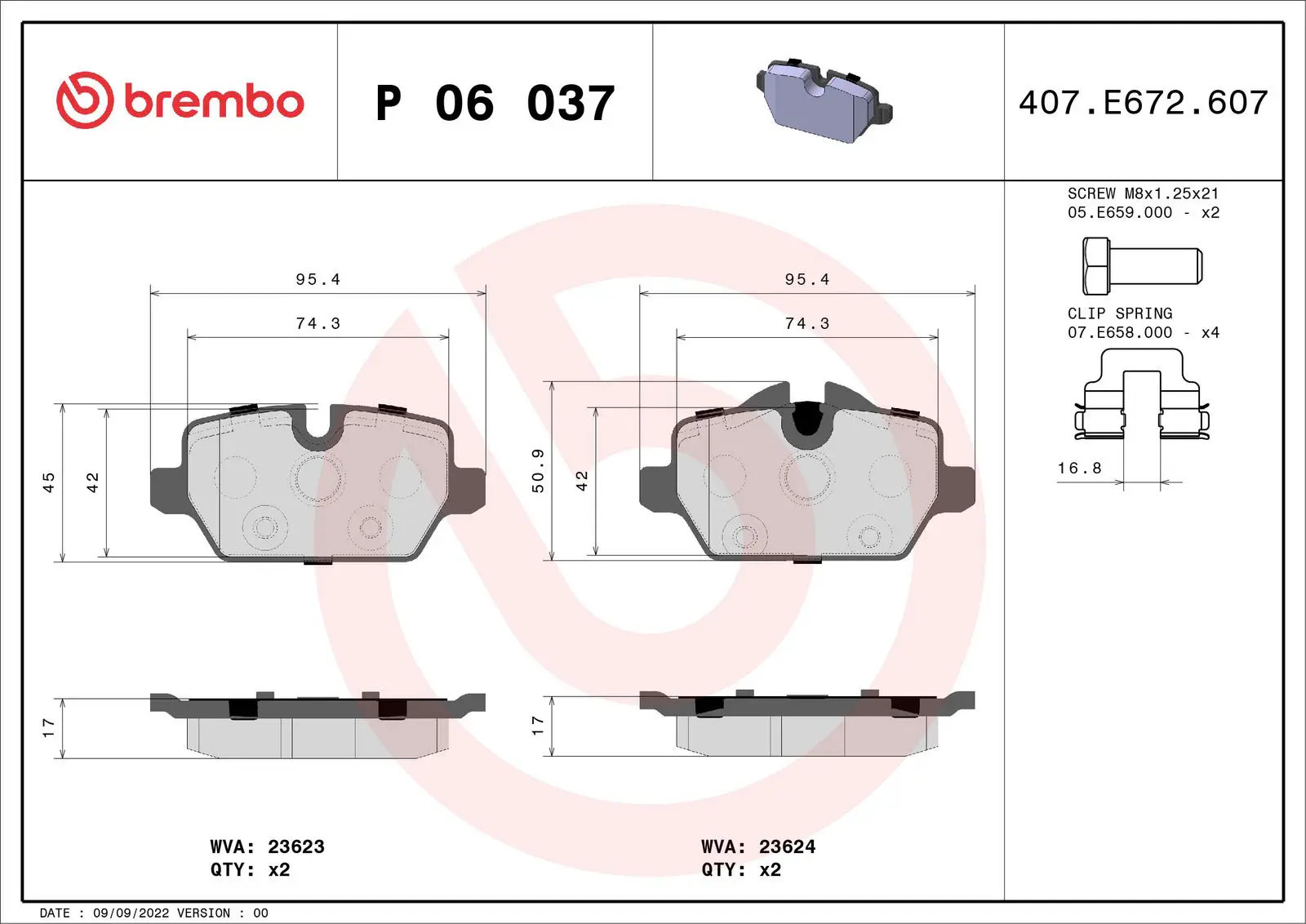 BMW 1 Series E81 116 i Rear Brake Brake Pad | BREMBO P06037