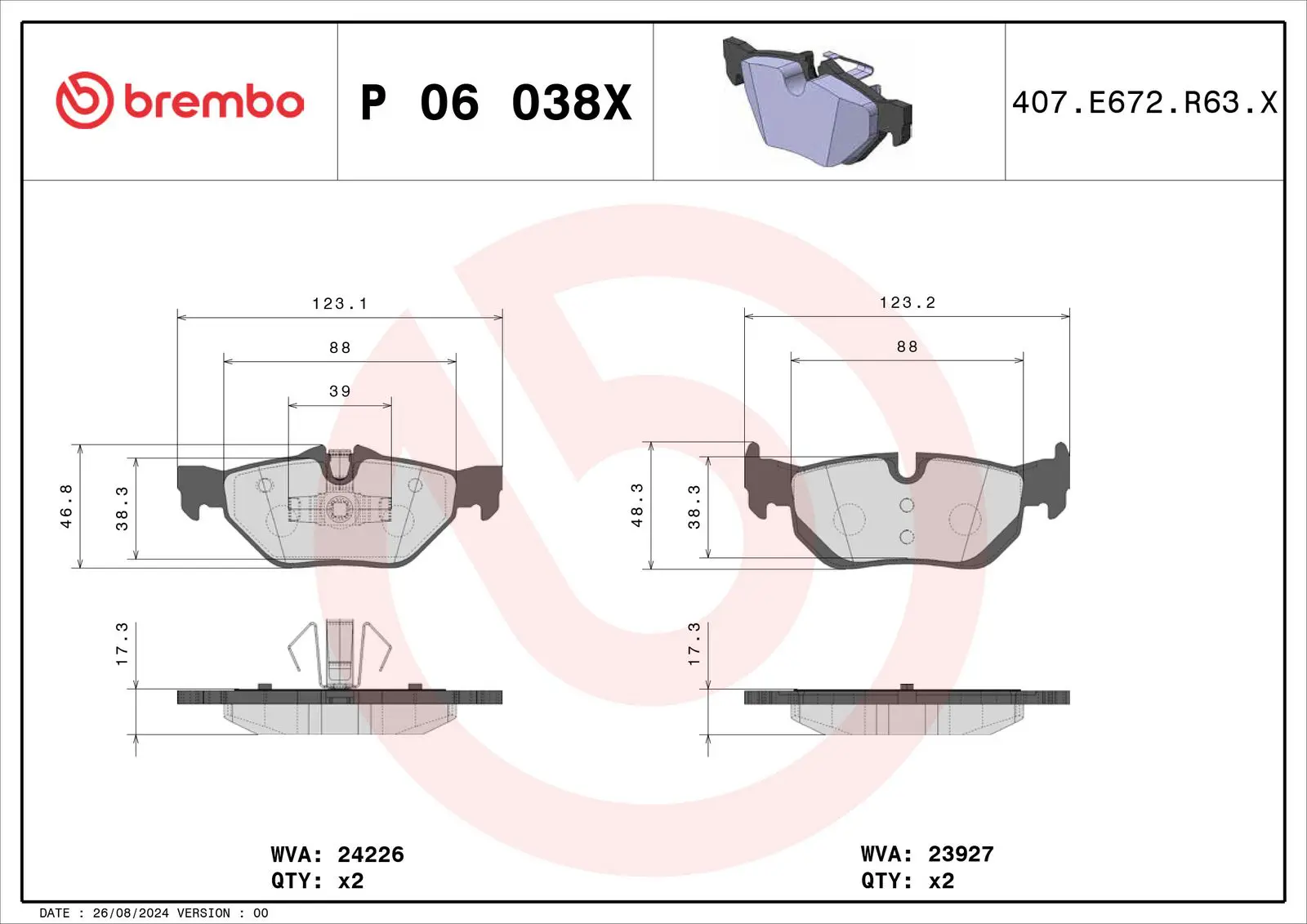 BMW 1 Serisi E81 118 d Arka Fren Balatası Delikli | BREMBO P06038X