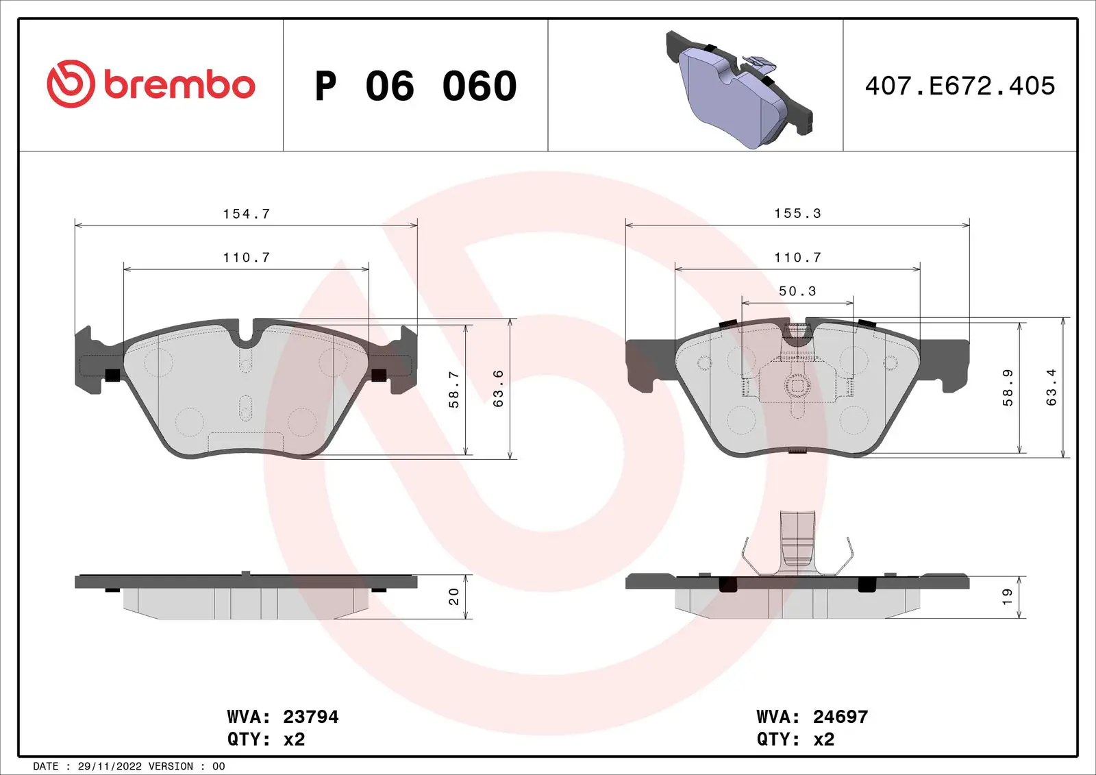 BMW 5 Serisi F10 518 d Ön Fren Balatası | BREMBO P06060