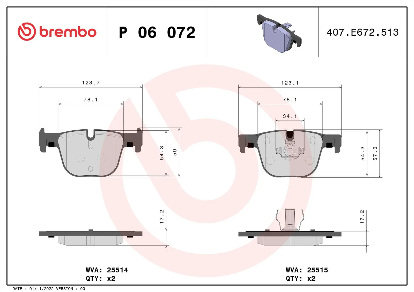 BMW 3 Serisi F30 330 d Arka Fren Balatası | BREMBO P06072