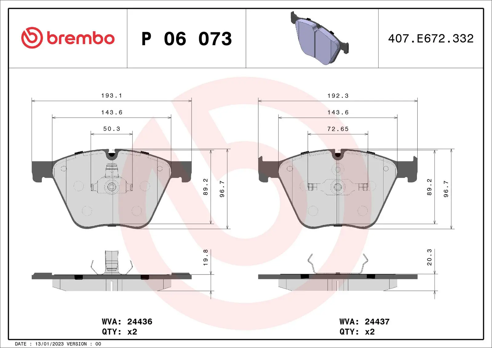 BMW X5 Serisi E70 M 50 d Ön Fren Balatası | BREMBO P06073