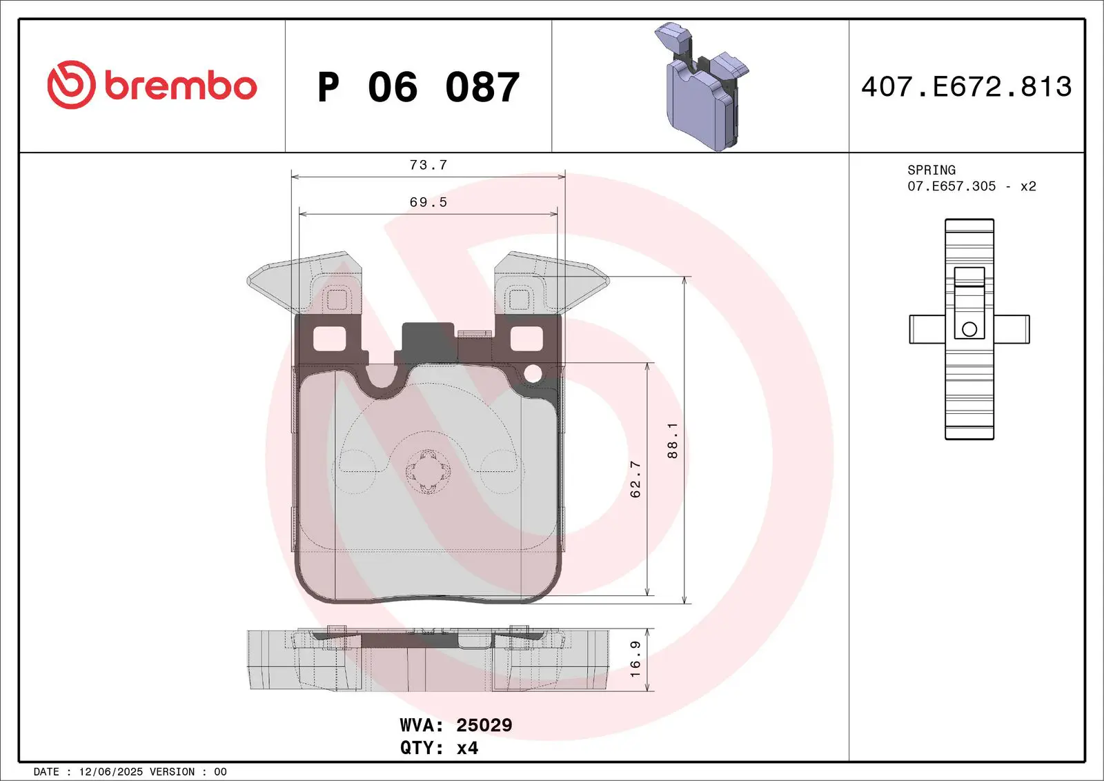 BMW 1 Serisi F20 114 d Arka Fren Balatası | BREMBO P06087