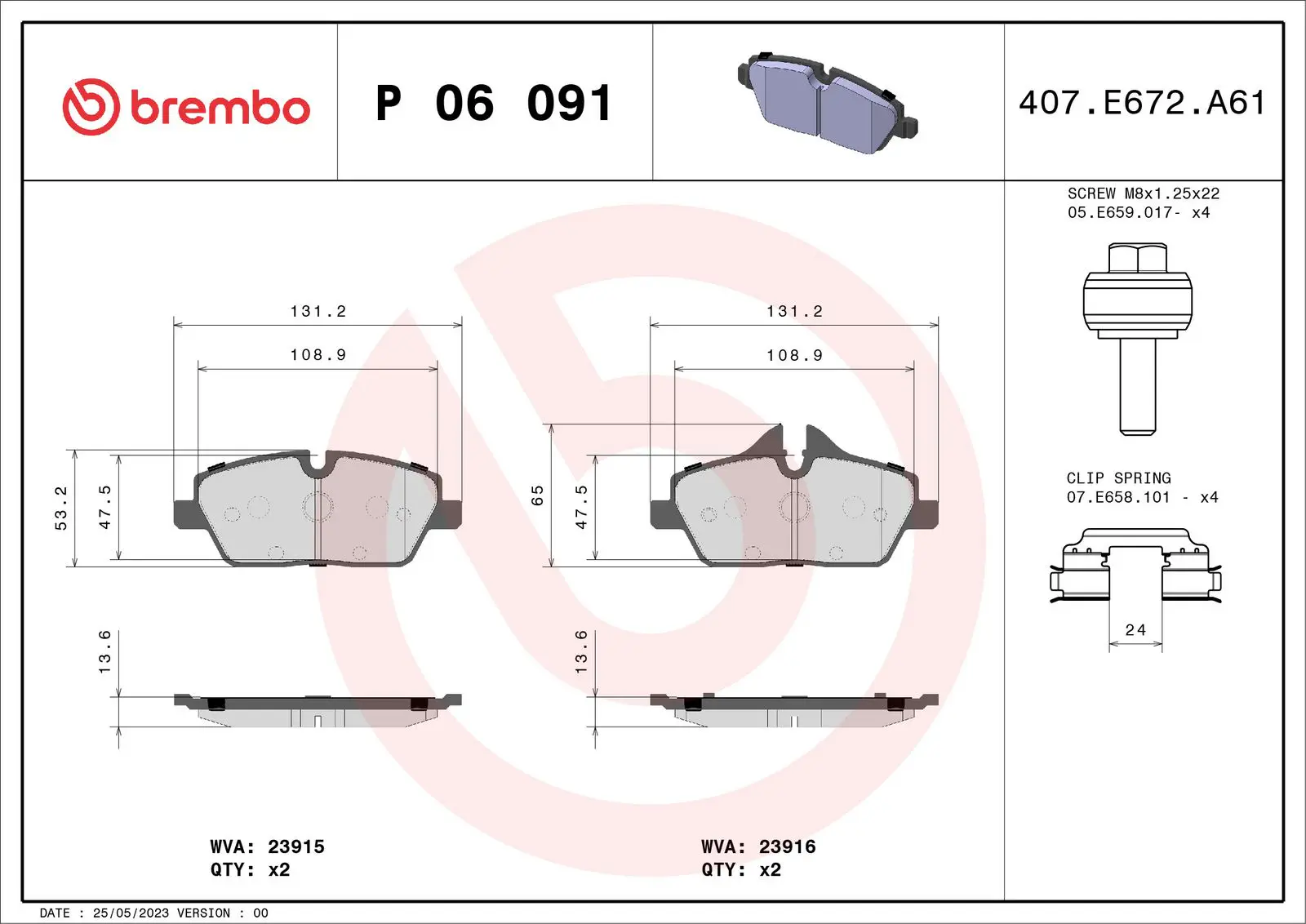 BMW I01 Range Extender Ön Fren Balatası | BREMBO P06091
