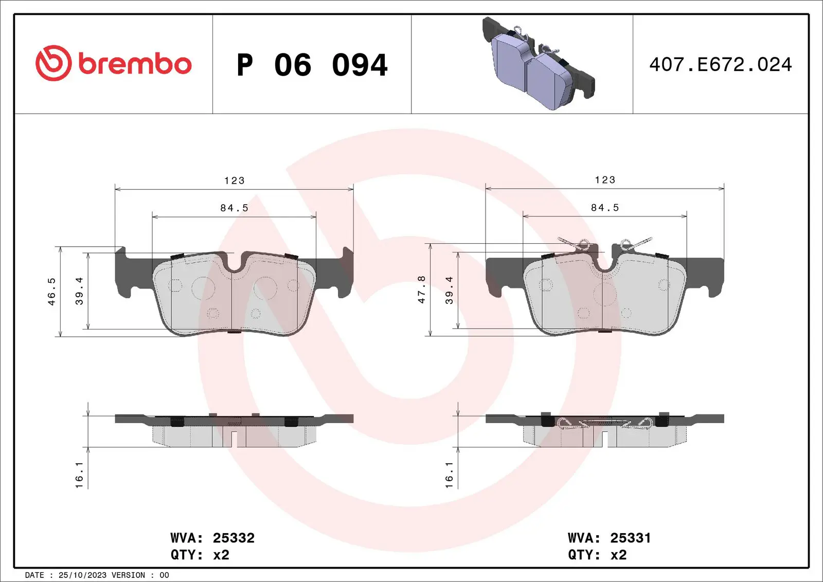 BMW 1 Serisi F40 118 d Arka Fren Balatası | BREMBO P06094
