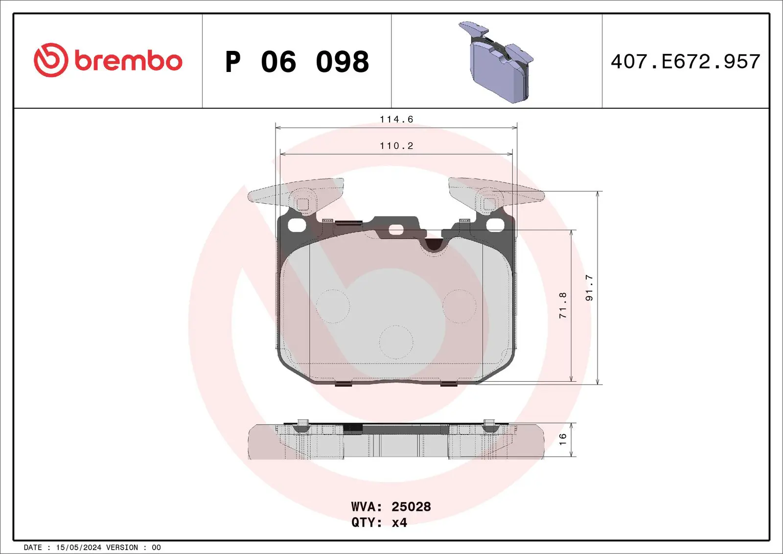 BMW X2 Serisi F39 M35 i Ön Fren Balatası | BREMBO P06098