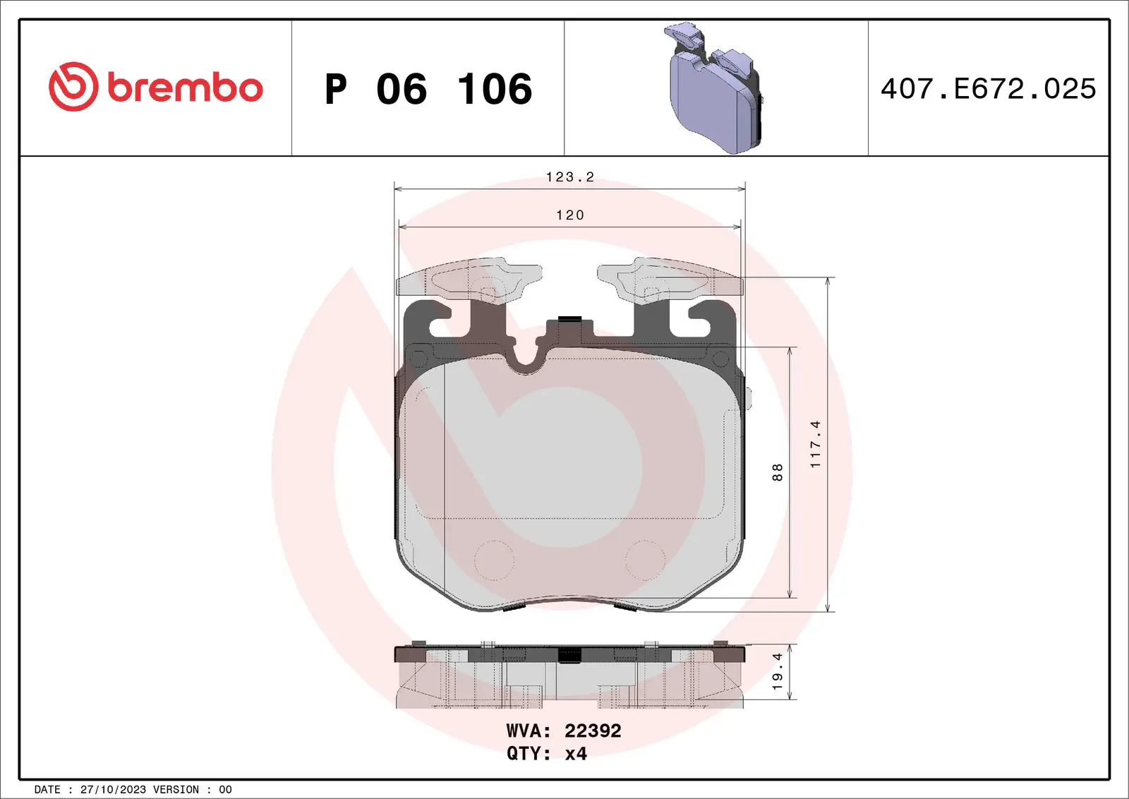 BMW 3 Serisi G20 316 d Ön Fren Balatası | BREMBO P06106
