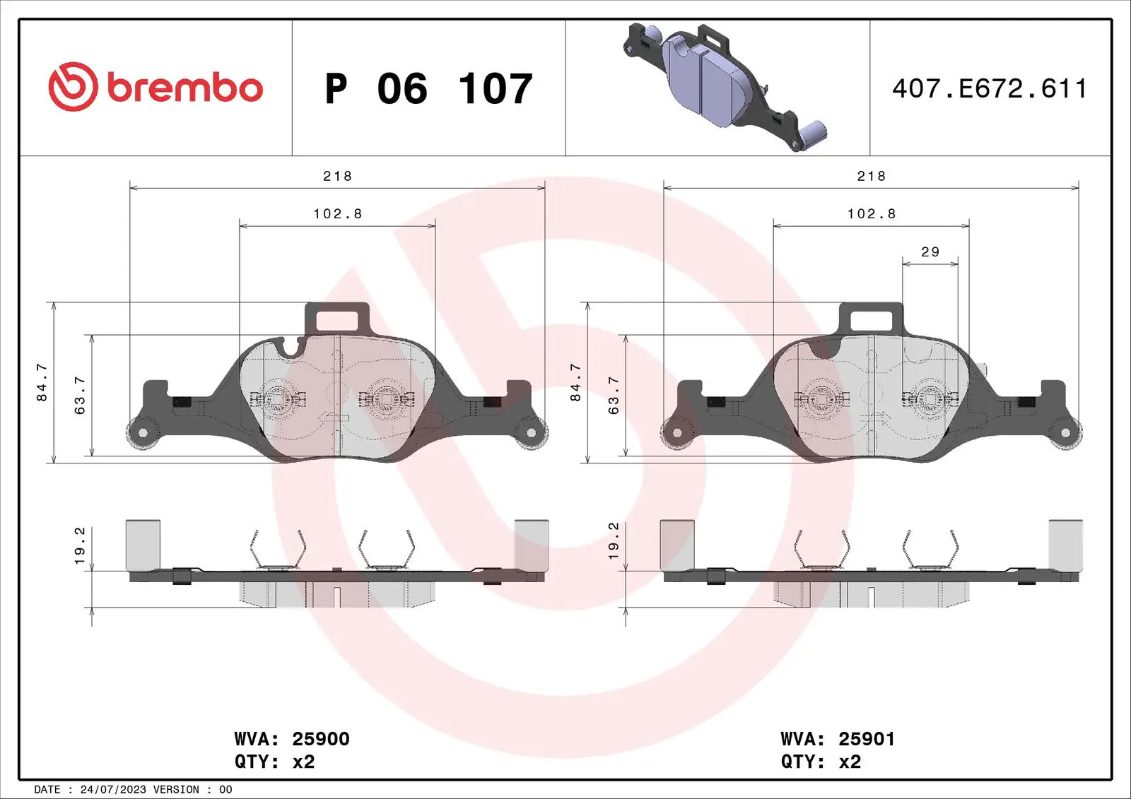 BMW 5 Serisi F90 525 d Ön Fren Balatası | BREMBO P06107
