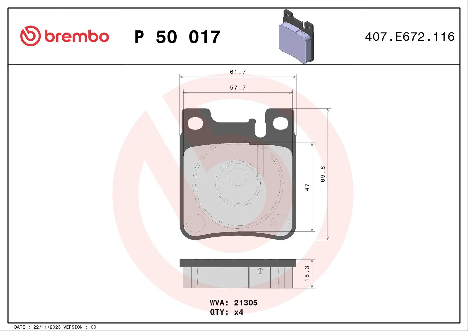 Mercedes CLK Serisi W209 CLK 55 AMG Arka Fren Balatası | BREMBO P50017