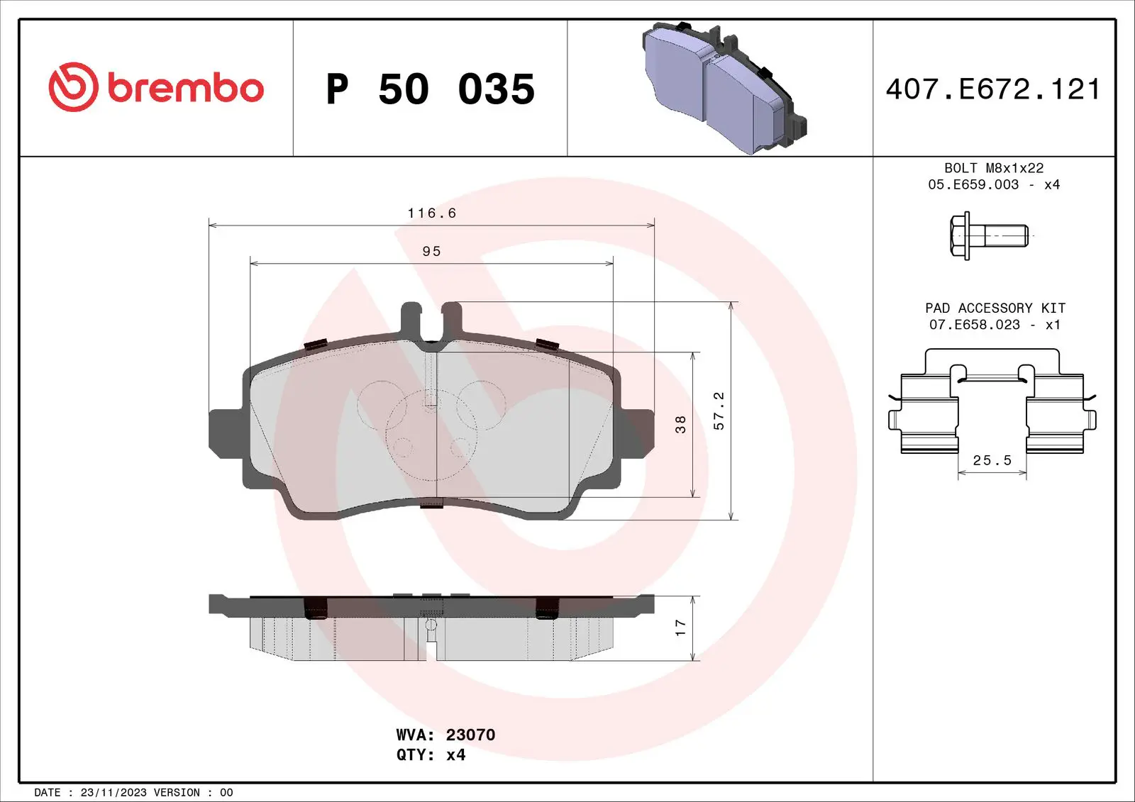 Mercedes A Serisi W168 A 140 Ön Fren Balatası | BREMBO P50035