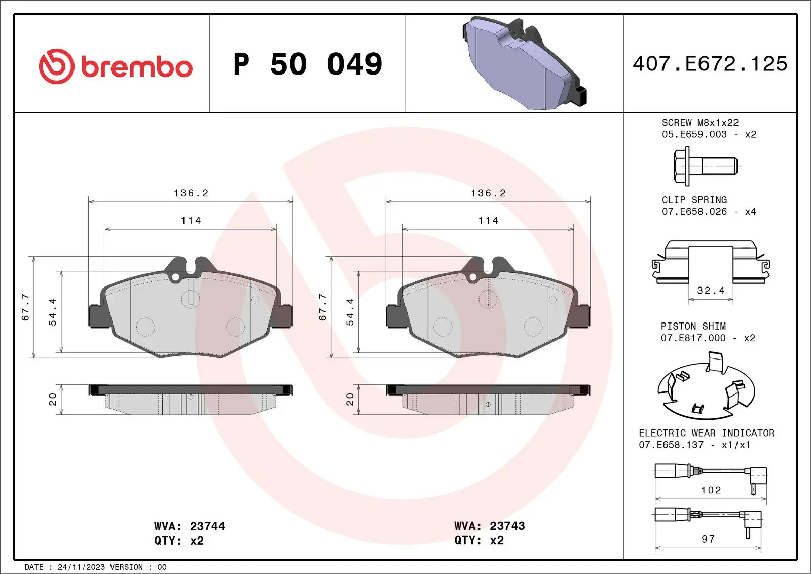 Mercedes E Serisi W211 E 200 Kompressor Ön Fren Balatası | BREMBO P50049