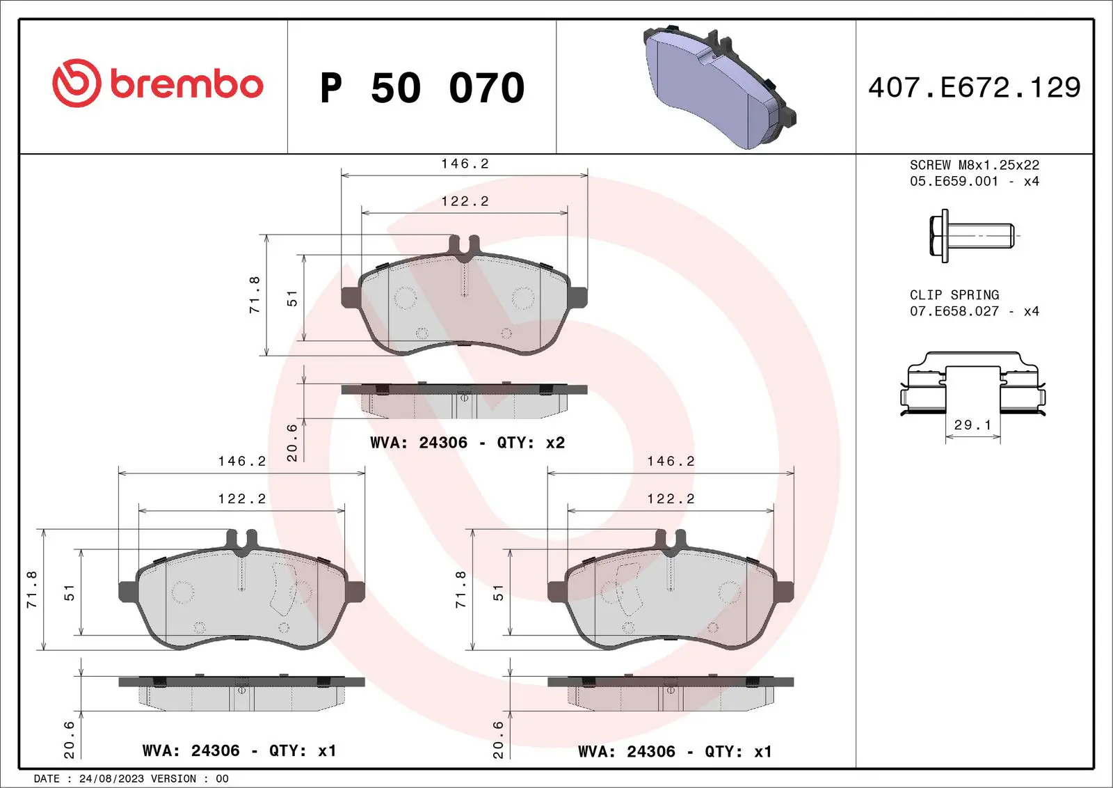Mercedes C Serisi W204 C 180 CGI Ön Fren Balatası | BREMBO P50070