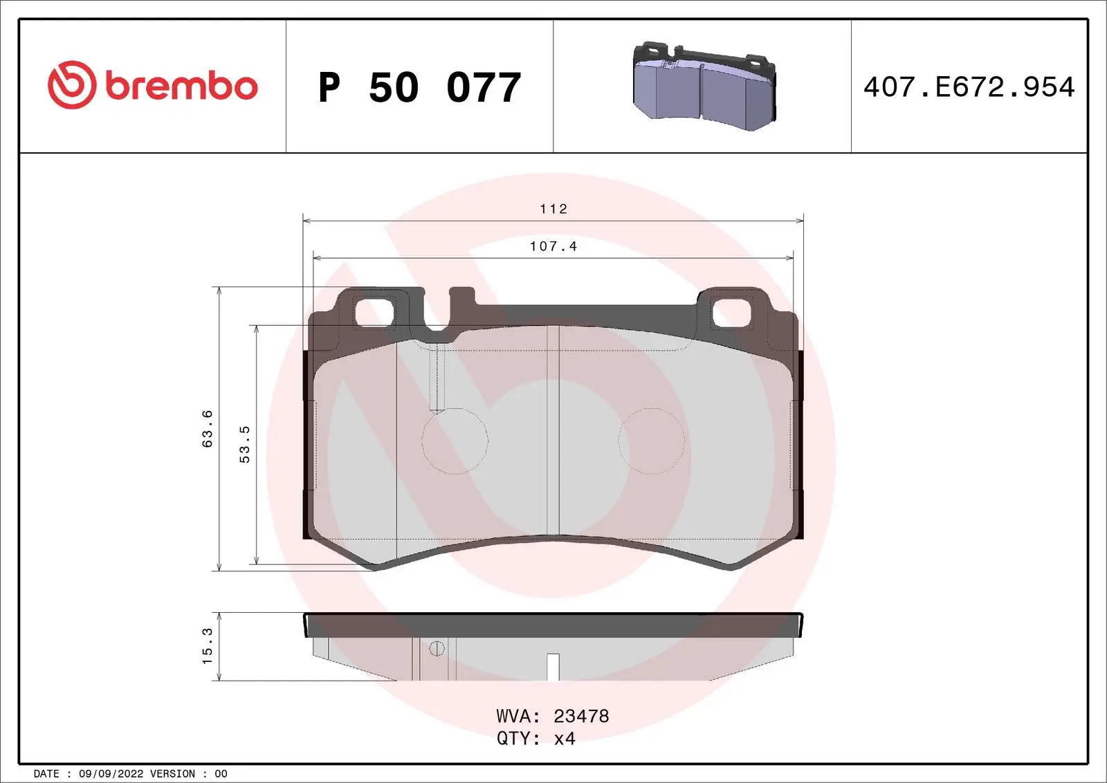 Mercedes S Serisi W220 S 500 4-matic Arka Fren Balatası | BREMBO P50077